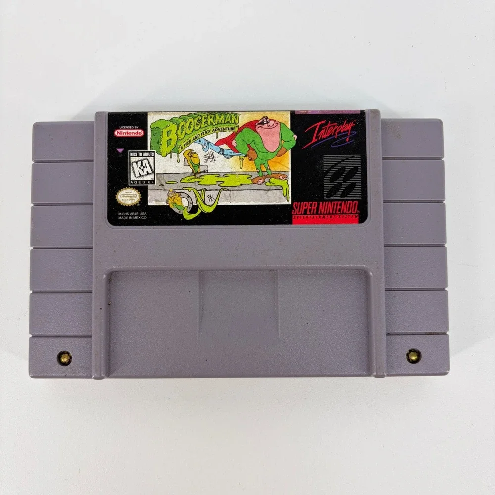 Nintendo SNES Boogerman A Pick and Flick Adventure Interplay Game Cartridge